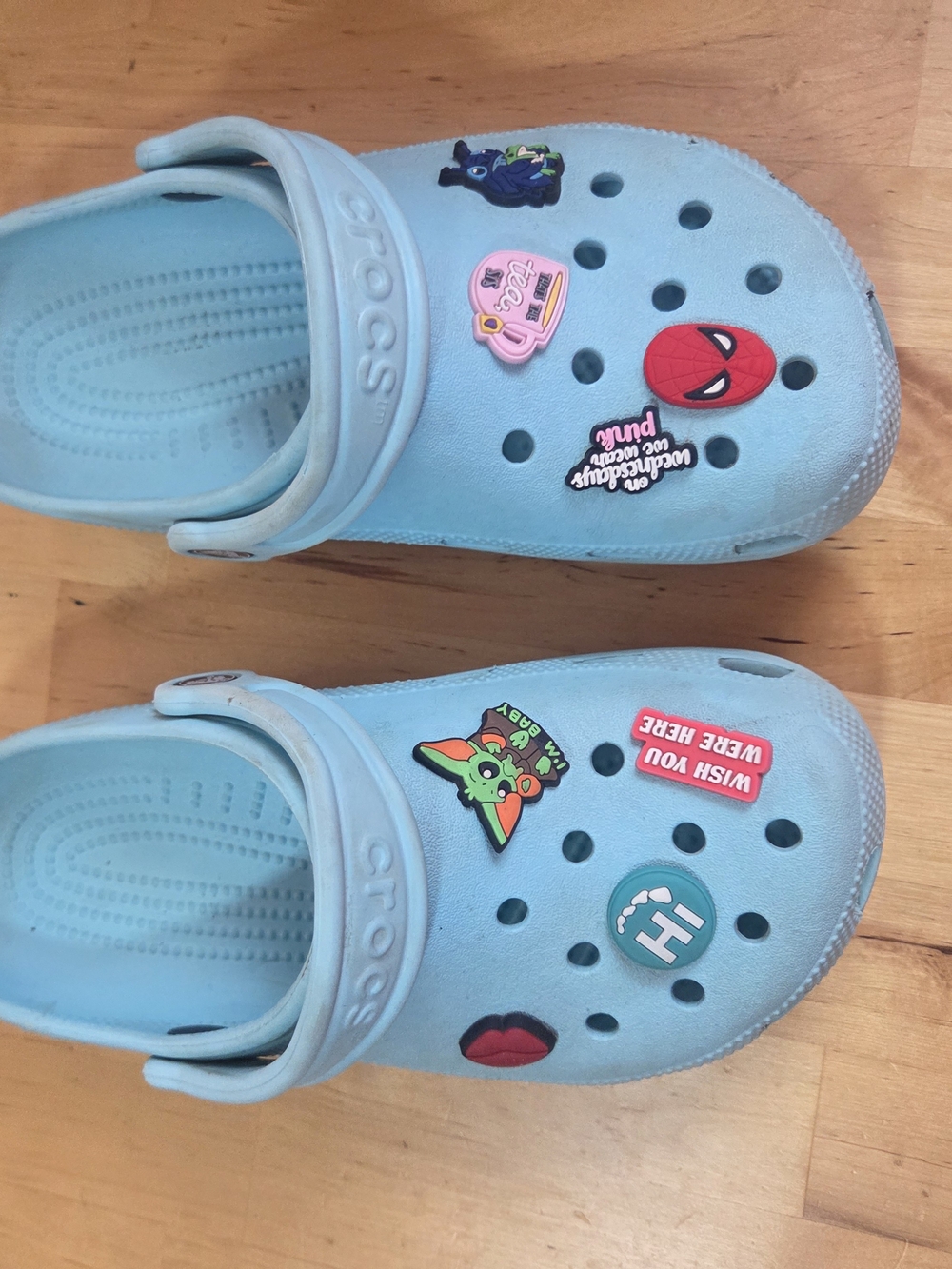 CROCS Light Blue Kids' Slip-On Clogs with Decorative Charms